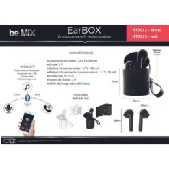 Be Mix Écouteurs Sans Fil Rechargeables EarBox Signature Blanc 9 Be Mix Écouteurs Sans Fil Rechargeables EarBox Signature Blanc -Casques Et Haut-Parleurs B2CD 661