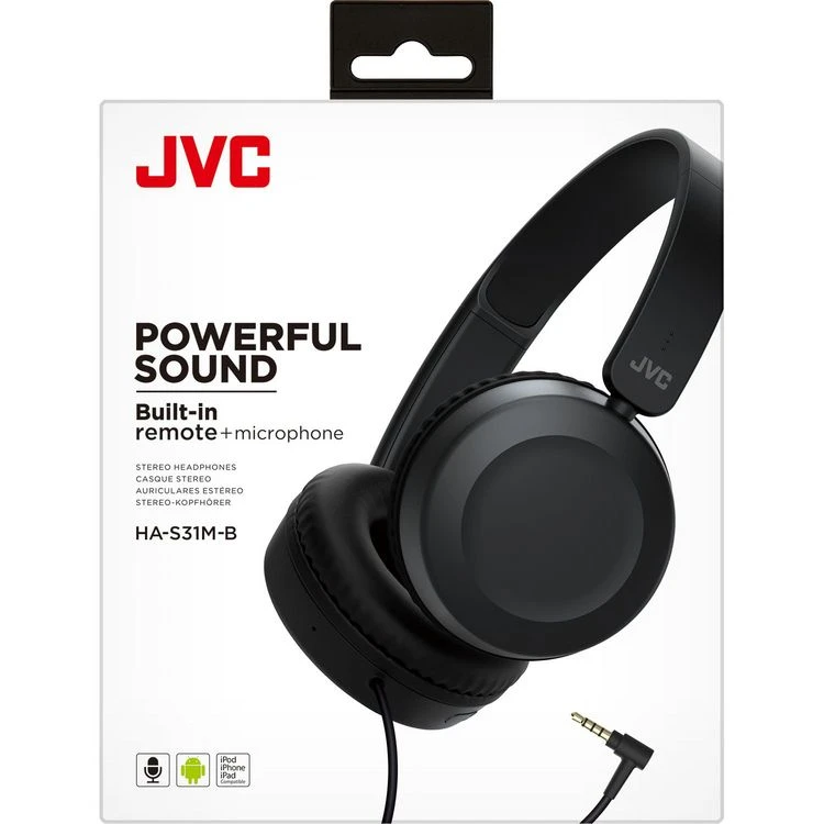 JVC Casque HA S31 Supra-aural Filaire Jack 3.5 Mm Noir 4 JVC Casque HA S31 Supra-aural Filaire Jack 3.5 Mm Noir – Image 2