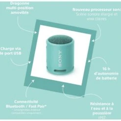 SONY Enceinte Portable SRS-XB13 Bleu Caraibe -Casques Et Haut-Parleurs B2CD 71
