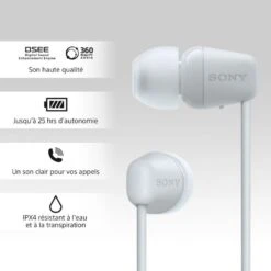 SONY Ecouteurs WIC100 Blanc -Casques Et Haut-Parleurs B2CD 991